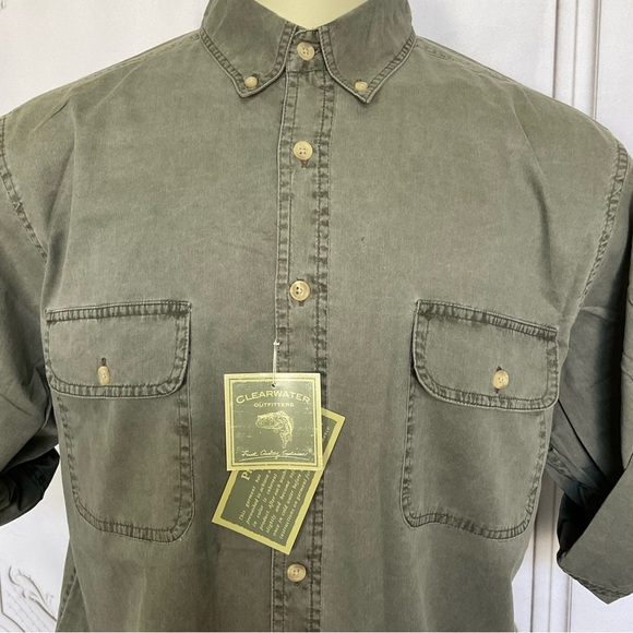 Clearwater Outfitters Mens Olive Khaki Green Long Sleeve Outdoorsman Casual Top - Picture 6 of 10